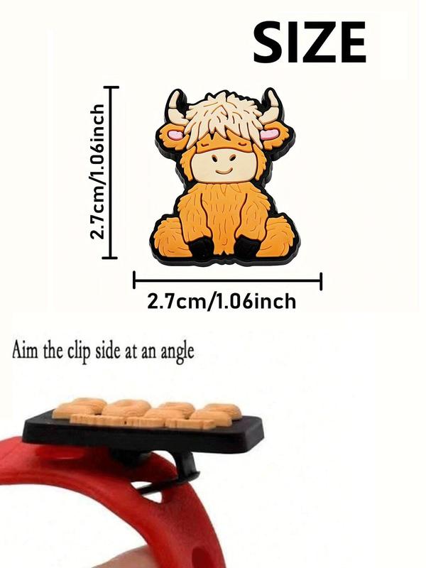 Cute Highland Cow Themed Shoe Decoration Charms, Fashionable Novelty Shoes Decorations for Clogs, Shoes DIY Accessories for Women & Men