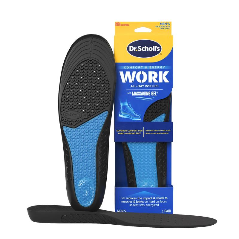 Work Massaging Gel Advanced Insoles, Men's Shoe Sizes 8-14, 1 Pair