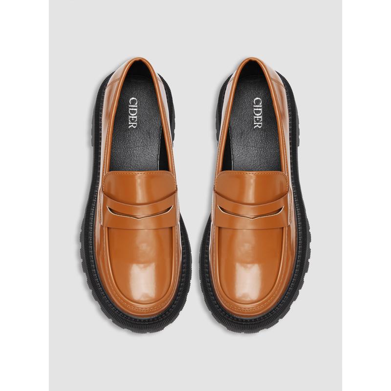 Cider [3 colors, size 36-41] Solid Patent Leather Loafers