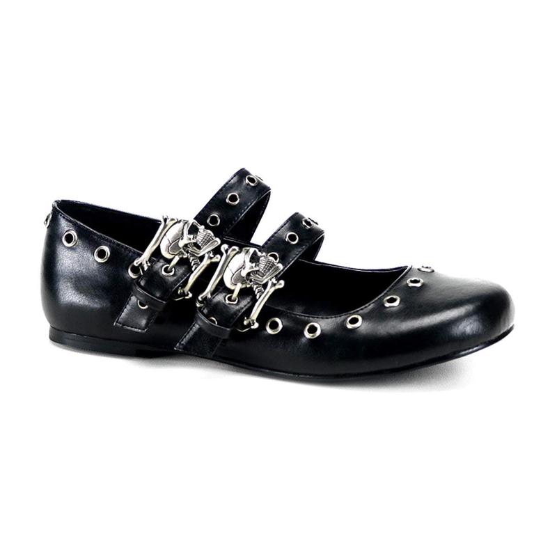 Demonia Daisy-03 Black Vegan Leather Flats