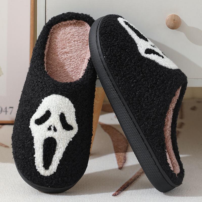 Cotton Slippers Womens Ghost Face for Women and Men Holiday Season Indoor Shoes Girl Flipflop Walking Shoes Footwear