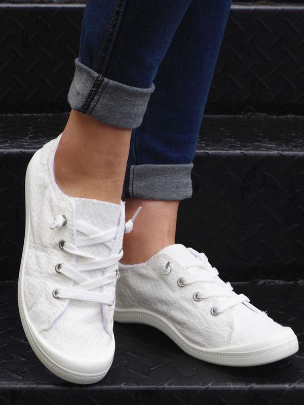 Women's Summer 2024 Plain Lace Up Low Top Sneakers, Sneakers Women 2024, Casual Comfortable Breathable Non-slip Lightweight Solid Color Round Toe Shoes, Walking Shoes, Footwear