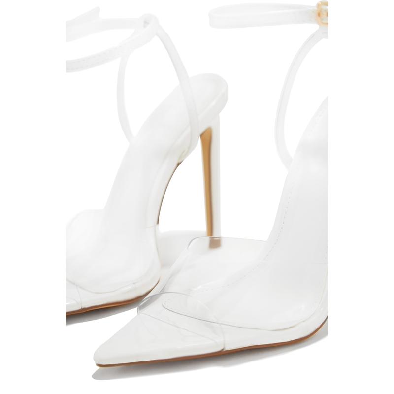 Dinner Date Clear Strap High Heels - White