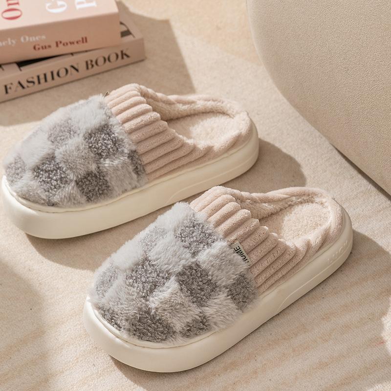 Cotton slippers for women,anti slip cashmere for warmth,monthly slippers for indoor home,cute and fluffy cotton mop Walking Shoes Girl