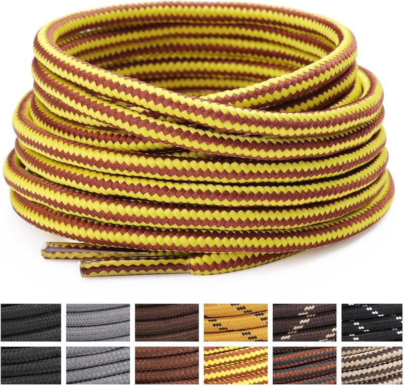 Round Shoelaces [2 Pairs] Heavy Duty Boot Shoe Laces for Hiking Work Boots