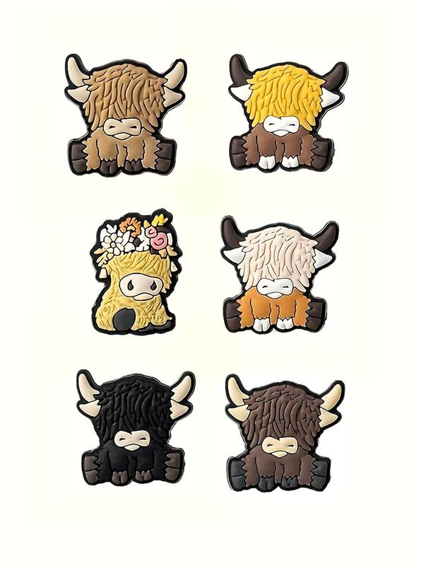 Cute Highland Cow Themed Shoe Decoration Charms, Fashionable Novelty Shoes Decorations for Clogs, Shoes DIY Accessories for Women & Men