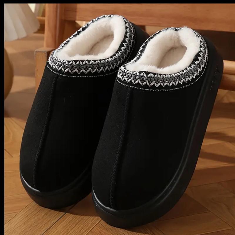 Casual Flannel Slippers for Women and Men - Solid Color Cotton Fabric Lined - Warm, Lightweight EVA Sole Indoor House Shoes - All-Season Comfort with Anti-Slip Thick Bottom - Easy Hand Wash