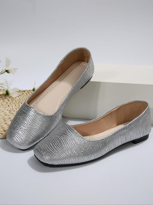 Women's Fashionable Solid Color Square Toe Flats, Casual Comfortable Soft Sole Flat Shoes, Fashion All-Match Slip-on Shoes for Daily Wear