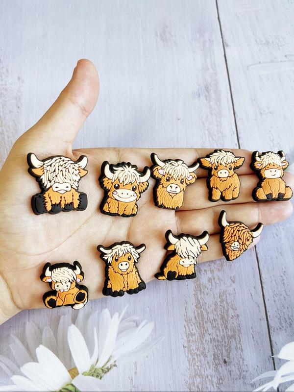 Cute Highland Cow Themed Shoe Decoration Charms, Fashionable Novelty Shoes Decorations for Clogs, Shoes DIY Accessories for Women & Men