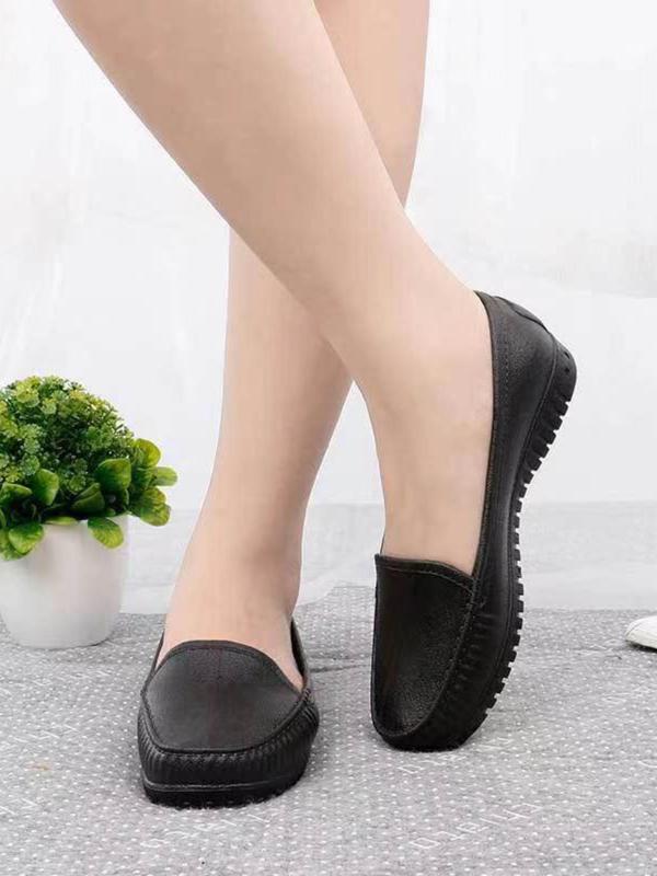 Women's Casual Solid Color Round Toe Flat Shoes, Business Style Comfortable Driving Shoes, All Match Shoes For Daily Wear