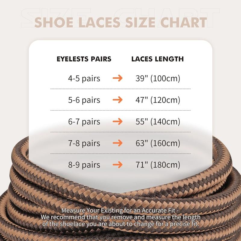 Round Shoelaces [2 Pairs] Heavy Duty Boot Shoe Laces for Hiking Work Boots