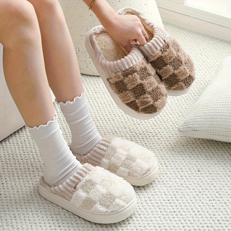 Cotton slippers for women,anti slip cashmere for warmth,monthly slippers for indoor home,cute and fluffy cotton mop Walking Shoes Girl