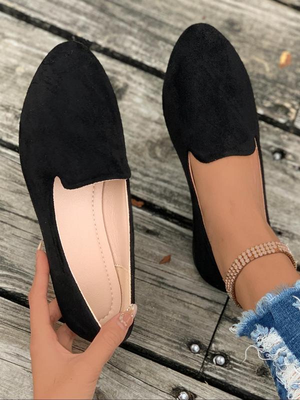 Women's Solid Color Pointed Toe Flat Shoes, Casual Comfortable Slip on Shoes for Daily Wear, All-match Commuter Shoes for Work & Daily Wear