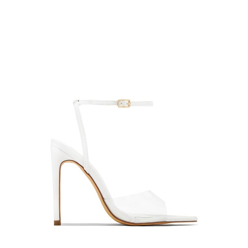 Dinner Date Clear Strap High Heels - White