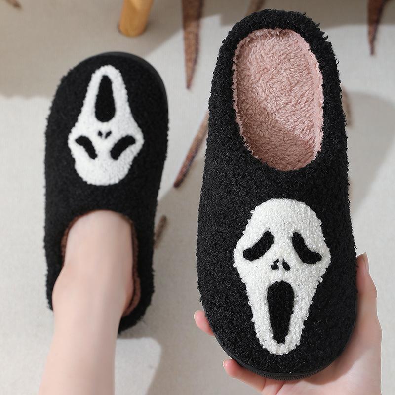 Cotton Slippers Womens Ghost Face for Women and Men Holiday Season Indoor Shoes Girl Flipflop Walking Shoes Footwear