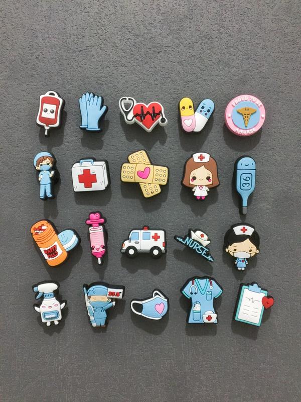 Cartoon Medical Themed Shoes Charms, 20pcs Cute Cartoon Shoes Decoration for Women & Girls, Shoes Decorations for Shoes DIY, Perfect for Doctor Nurse's Gifts