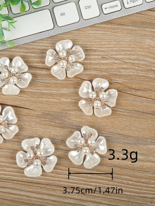 Elegant Faux Pearl Decorated Shoes Charm, Inlaid Rhinestones, 20pcs Butterfly & Bow & Flowers Design Shoes Decoration, Fashionable Shoes Accessories for Clogs