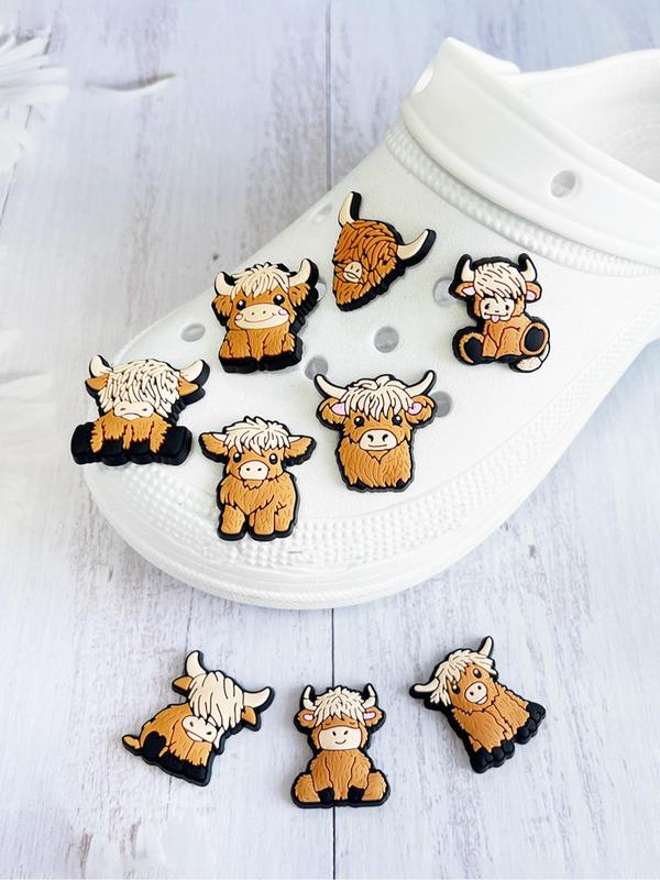 Cute Highland Cow Themed Shoe Decoration Charms, Fashionable Novelty Shoes Decorations for Clogs, Shoes DIY Accessories for Women & Men