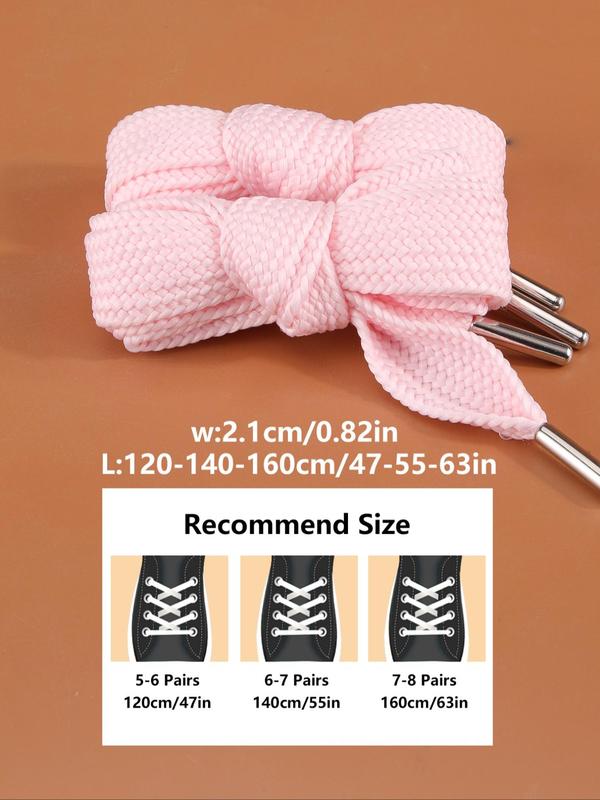 Fashion Thickened Woven Mesh Breathable Shoelaces, 1pair Simple Plain Color Wide Shoelaces for Sports Shoes and Most Footwear