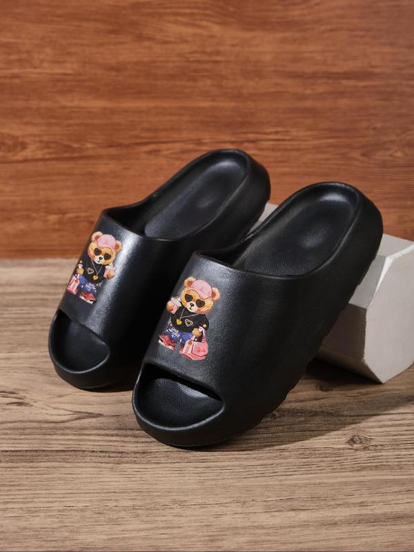 Men's Cartoon Bear Pattern Slippers, Casual Comfortable Home Slippers, Thick Sole Non-slip Slippers for Indoor & Outdoor Wear