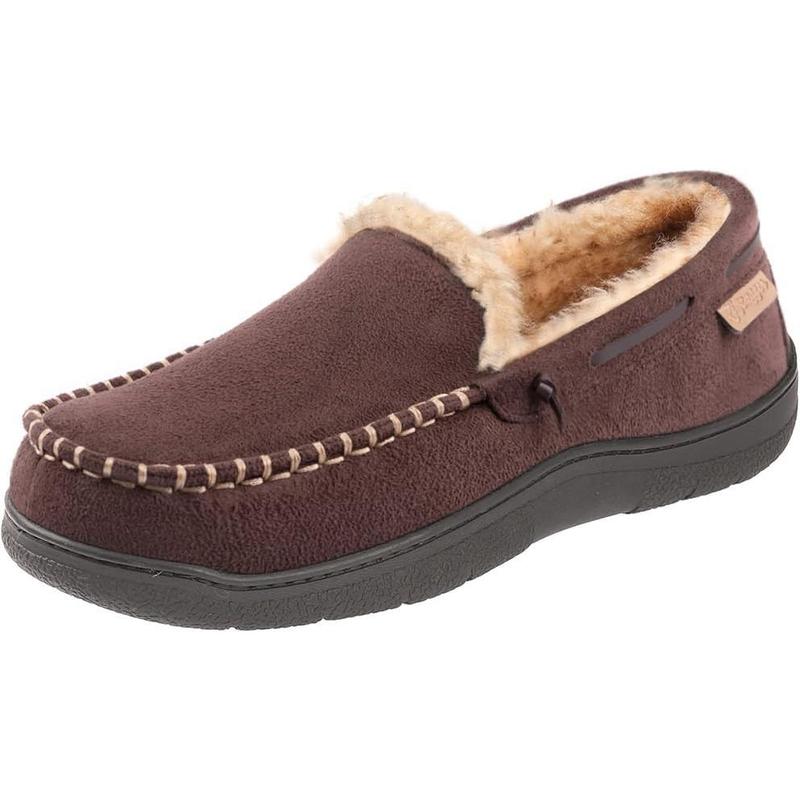 Men's Moccasin Slippers Memory Foam House Shoes, Indoor and Outdoor Warm Loafer Slippers