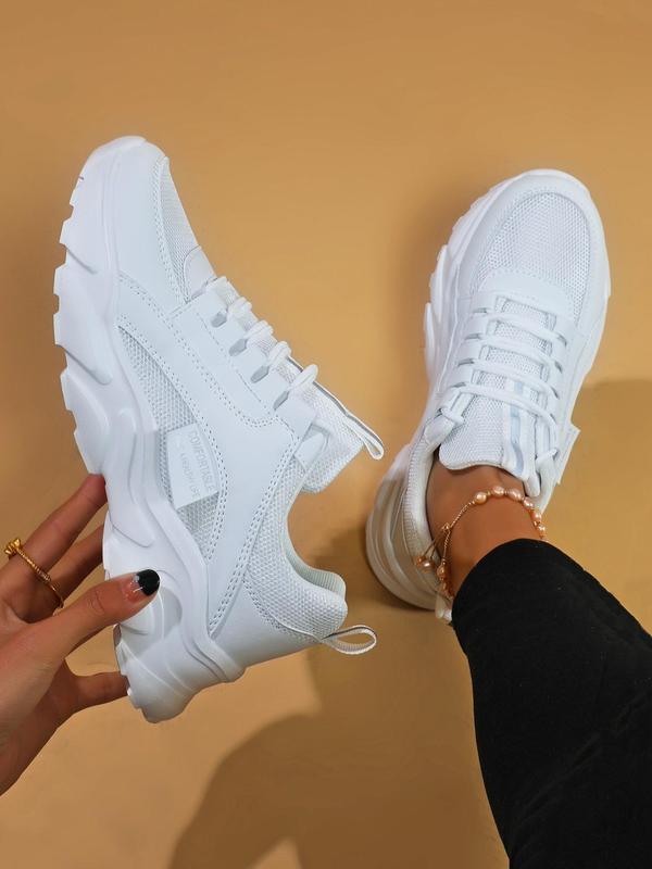 Women's Fashionable Colorblock Patchwork Design Lace Up Low Top Sneakers, Casual Comfortable Breathable Sports Shoes for Daily Wear