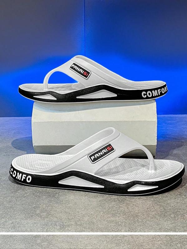 Men's Casual Plain Flip Flops, Fashionable Open Toe Sports Leisure Beach Sandals, Summer Casual Comfortable Slippers for Outdoor Beach