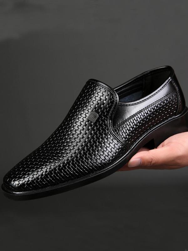 Men's Business Textured Design Slip on Dress Shoes, Fashionable Pointed Toe Loafer Shoes for Work Office, Male All-match Commuter Shoes for Daily Wear