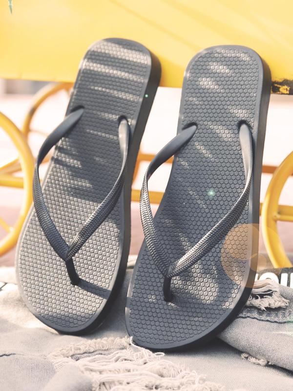 Men's Casual Solid Color Plain Soft Comfortable Slides, Outdoor Beach Flip-flops, Summer Toe Thong Flip-flops for Summer 2024