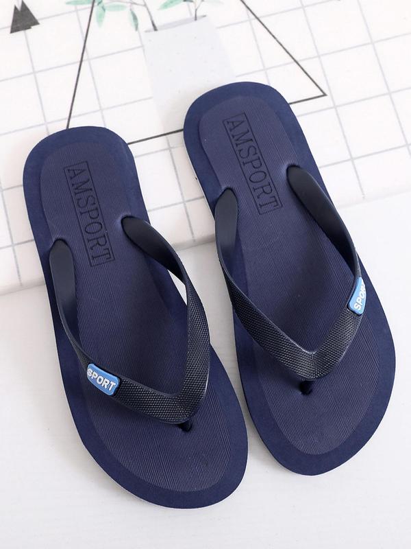 Men's Summer 2024 Letter Design Flip Flips As Gift for Dad, Toe Thong Non-slip Slippers, Casual Soft Comfortable Home Flip Flops, Lightweight Flip Flop Sandals for Outdoor & Indoor Wear