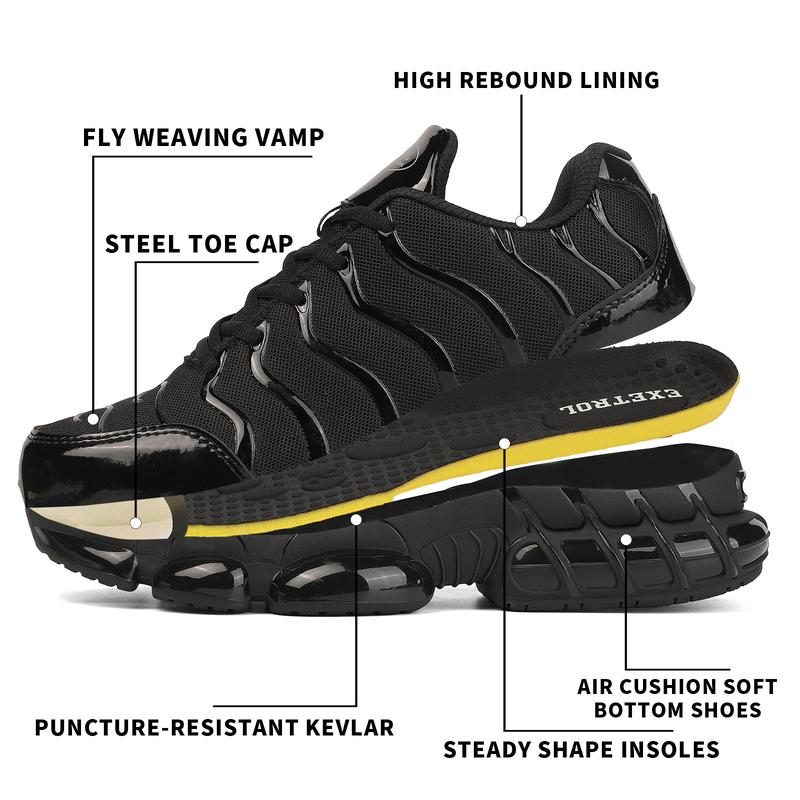 Steel Toe Work Shoes Mens Safety Composite Toe Sneakers Lightweight Comfortable Black Wide Top Labor Work Shoes Footwear Safety Boots Comfortable Men's Work Shoes  indoors