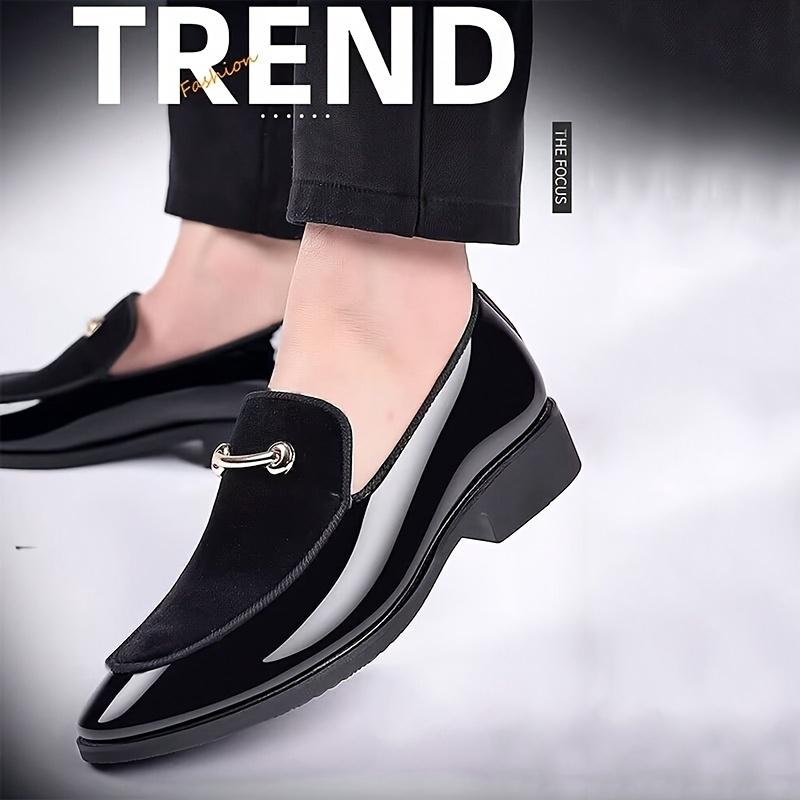 Men's Apron Toe Solid Loafers, All-Matching Dress Shoes for Business Occasions, Men's Office Daily Shoes