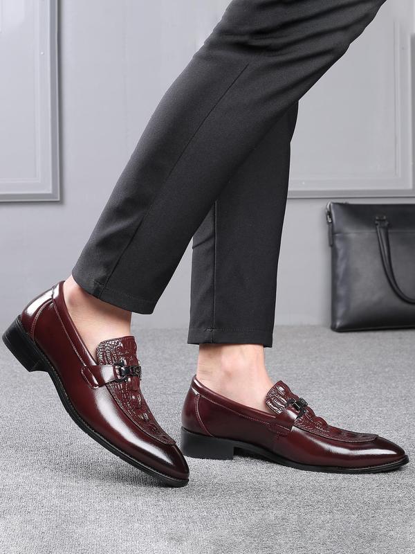 Men's Business Formal Crocodile Embossed Slip on Dress Shoes, Breathable Comfortable Loafers for Work Office, Fashion Shoes for Party, Daily Clothing Decor