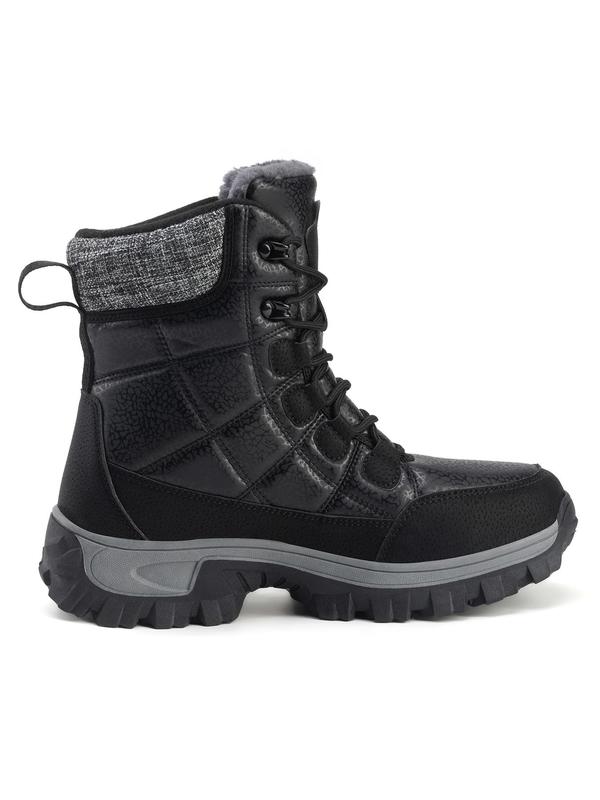 Men's Colorblock Lace Up Snow Boots, Sporty Thermal Lined Snow Boots for Outdoor Activities, Male All-match Outdoor Sports Footwear for Fall & Winter