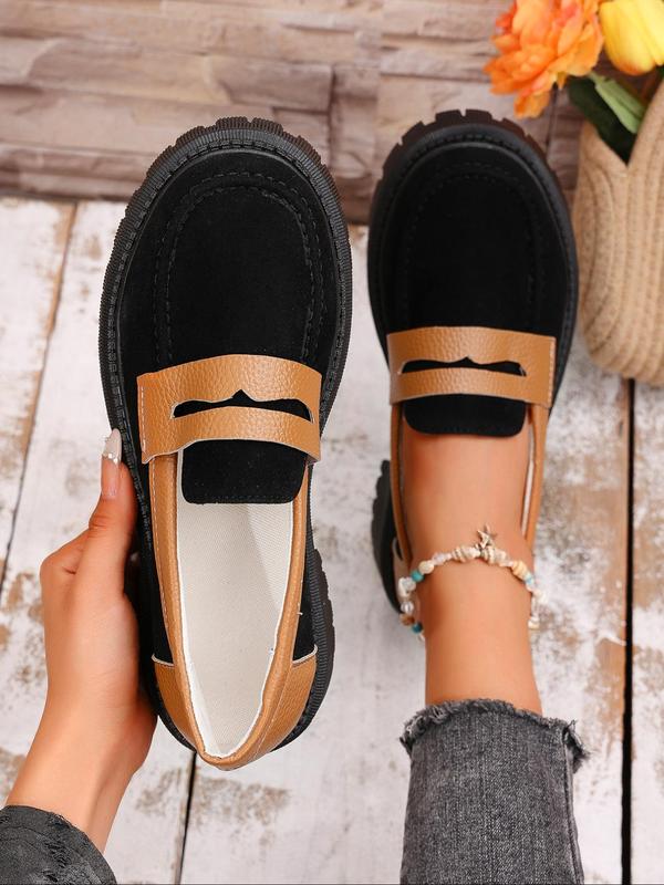 Women's Fashionable Colorblock Patchwork Design Loafers, Casual Comfortable Breathable Non-slip Loafers, All-match Commuter Shoes for Work & Daily Wear