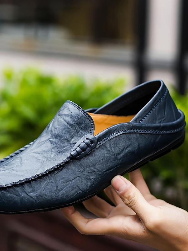 Men's Casual Solid Color Slip-on Loafers, Fashionable Comfortable Loafers for Daily Wear, Lightweight Breathable Non-slip Shoes for Men