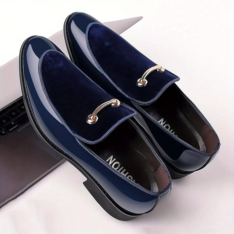 Men's Apron Toe Solid Loafers, All-Matching Dress Shoes for Business Occasions, Men's Office Daily Shoes