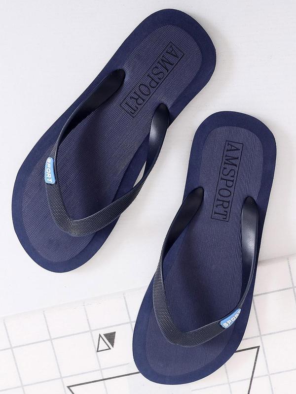 Men's Summer 2024 Letter Design Flip Flips As Gift for Dad, Toe Thong Non-slip Slippers, Casual Soft Comfortable Home Flip Flops, Lightweight Flip Flop Sandals for Outdoor & Indoor Wear