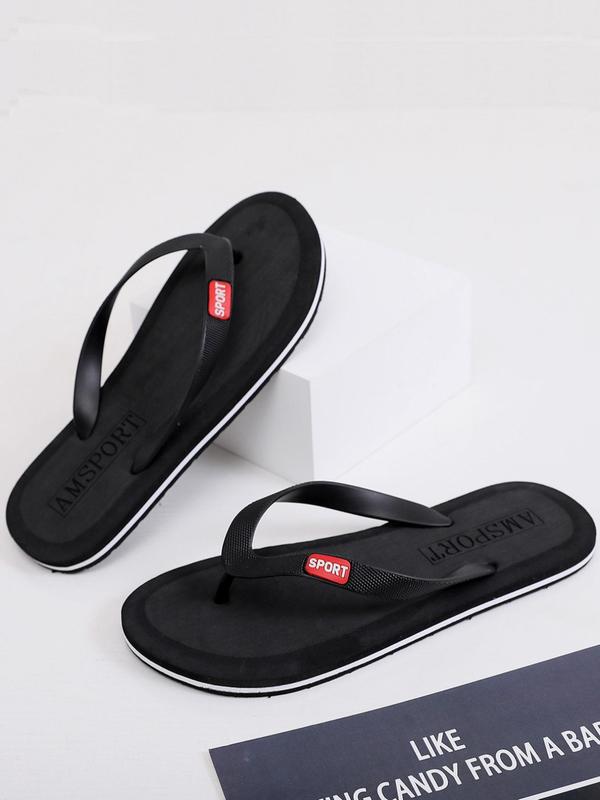 Men's Summer 2024 Letter Design Flip Flips As Gift for Dad, Toe Thong Non-slip Slippers, Casual Soft Comfortable Home Flip Flops, Lightweight Flip Flop Sandals for Outdoor & Indoor Wear