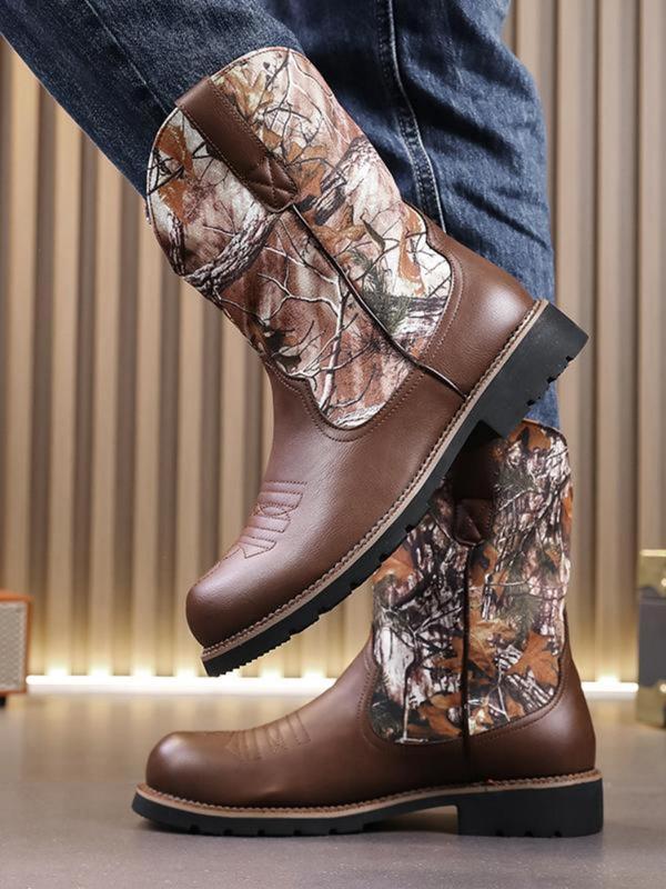 Men's Fashionable Colorblock Cowboy Boots, Casual Comfortable Western Boots for Daily Wear, Fashion Shoes for Party, Daily Clothing Decor for Men