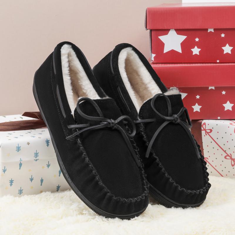 DREAM PAIRS Men's Moccasin Slippers Fuzzy Plush House Shoes Indoor Outdoor Fleece Lining Loafers