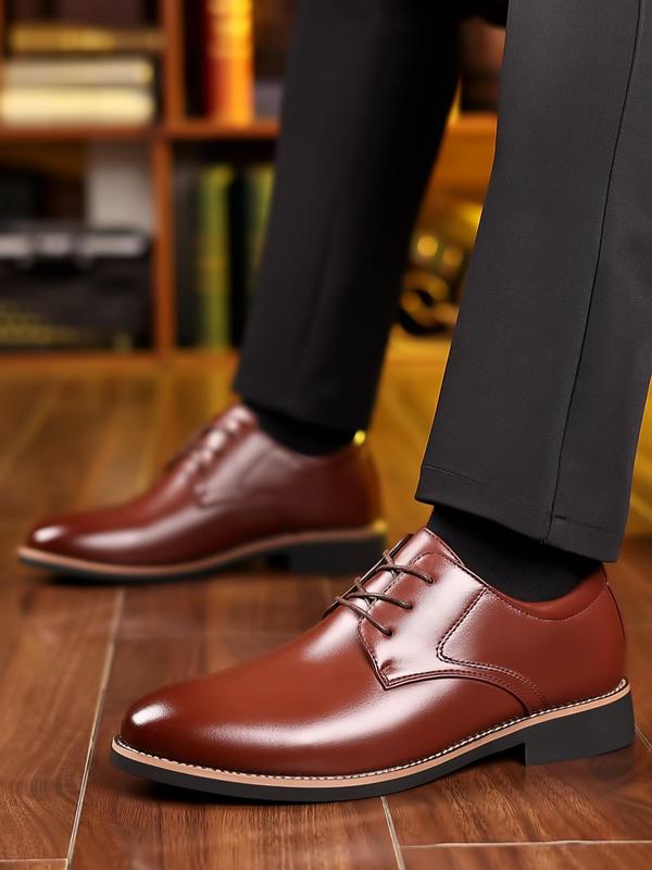 Men's Business Solid Color Lace Up Dress Shoes, Classic Formal Shoes For Work Office, Business Shoes For Workplace