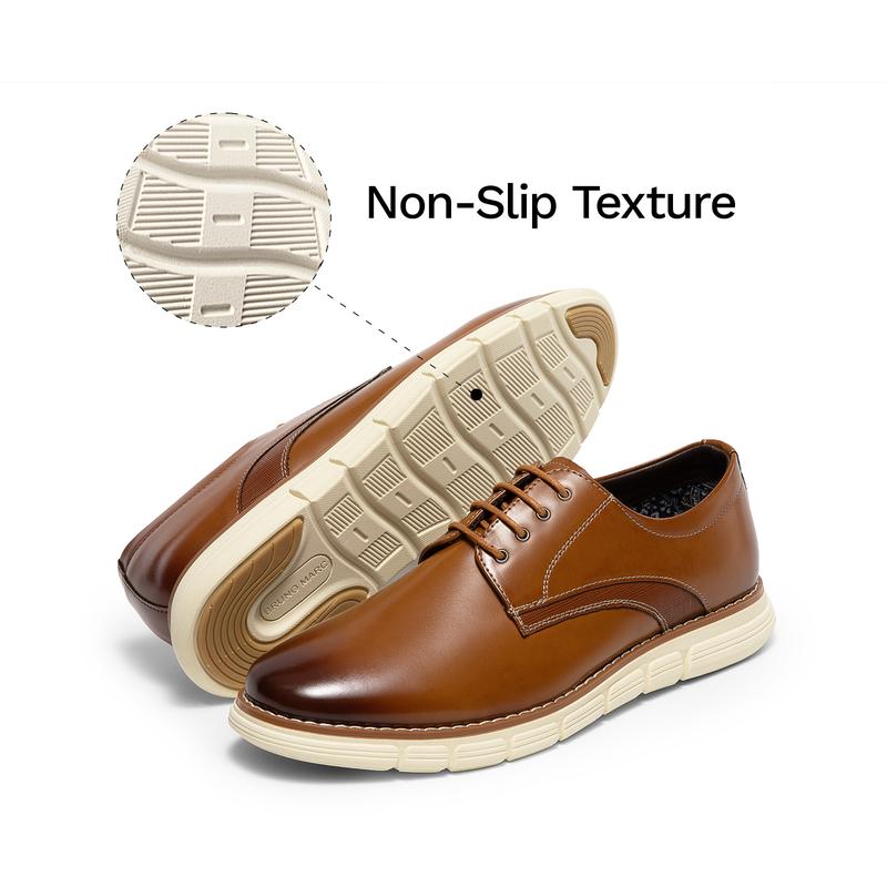 Bruno Marc [CrossFlex Neat Polish] Men's Lightweight EVA Outsole Wide Plain-Toe Dress Oxford Sneakers