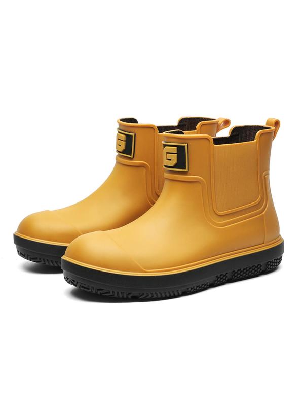 Men's Fashionable Letter Label Design Rain Boots, Casual Waterproof Non-slip Boots for Outdoor, Garden, Camping, Male All-match Trendy Shoes for Daily Wear