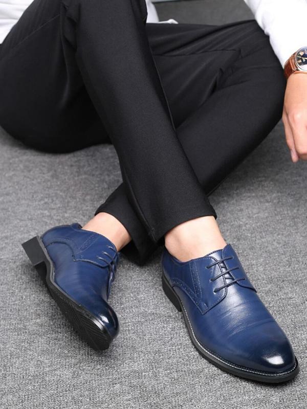 Men's Fashion Casual Plain Pointed Toe Dress Shoes, Classic Business Lace up Low Heel Dress Shoes for All Seasons, Graduation Gifts, Holiday Gifts, Birthday Gifts for Teenage Boys or Family