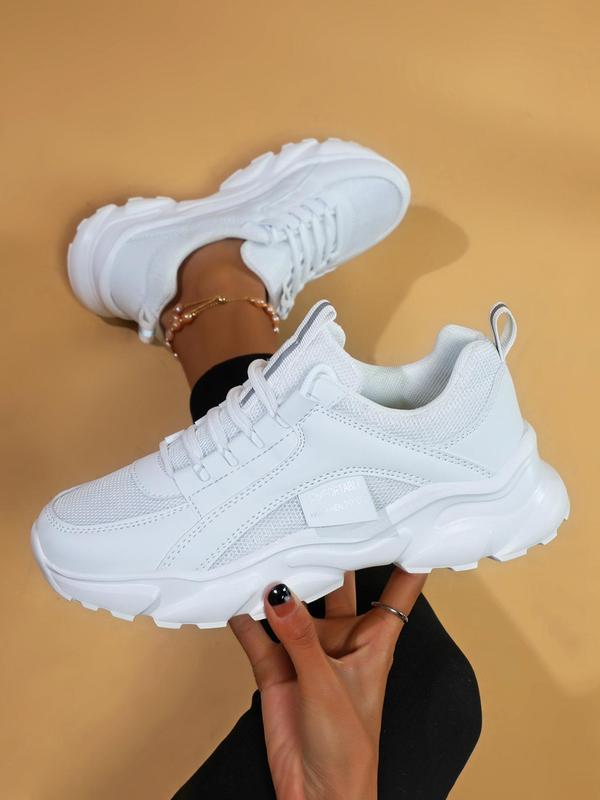 Women's Fashionable Colorblock Patchwork Design Lace Up Low Top Sneakers, Casual Comfortable Breathable Sports Shoes for Daily Wear