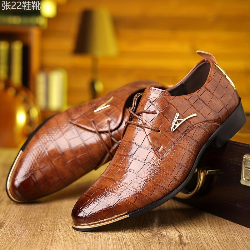 Mens Premium PU Leather Oxford Shoes - Classic Formal Dress Shoes for weddings, parties & office - Comfortable, Stylish & Durable