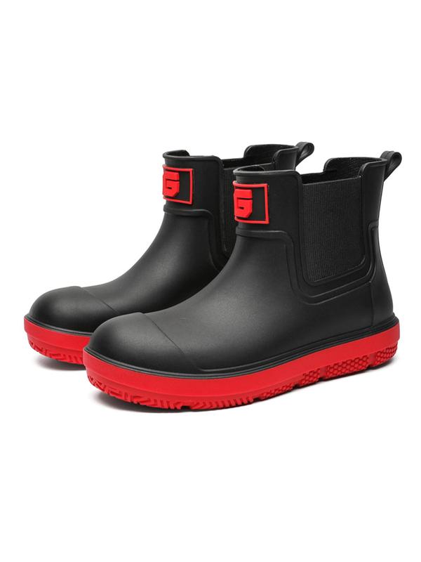 Men's Fashionable Letter Label Design Rain Boots, Casual Waterproof Non-slip Boots for Outdoor, Garden, Camping, Male All-match Trendy Shoes for Daily Wear