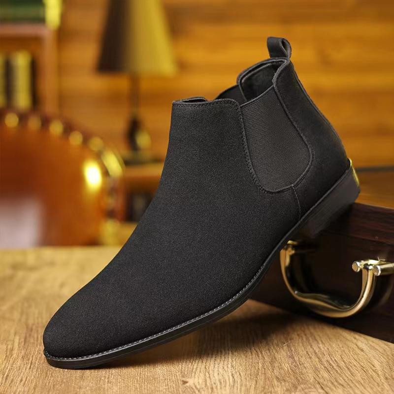 Mens Plus Size Solid Ankle Chelsea Boots - Durable & Slip-On Design For Outdoor Adventures cobbler solid color Footwear Walking Shoes business formal business style Stylish Leather Comfort