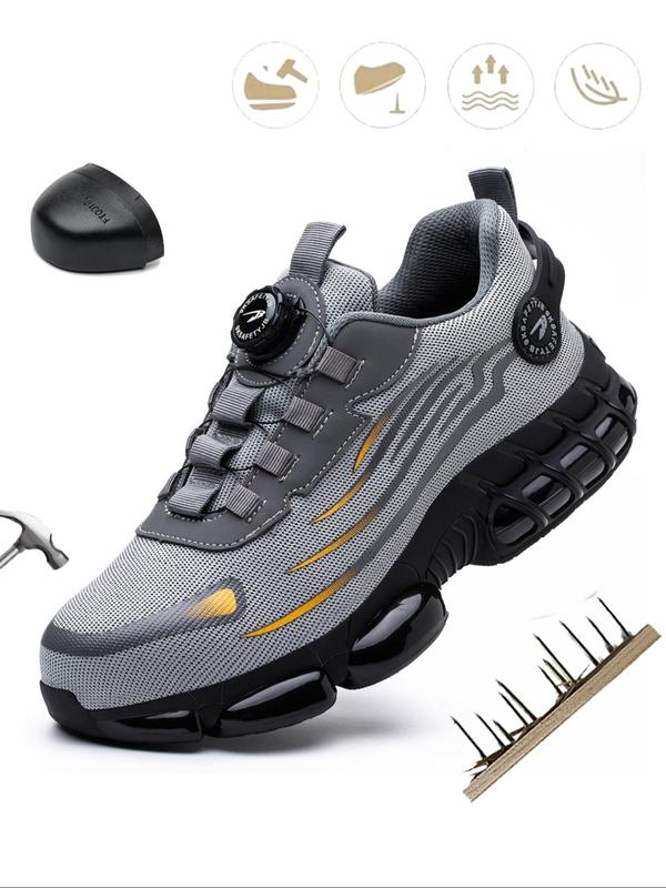 Men's Casual Knob Design Safety Shoes, Breathable Mesh Comfortable Anti-smash and Anti-puncture Shoes, Fashionable Shoes for Outdoor, Construction, Industry